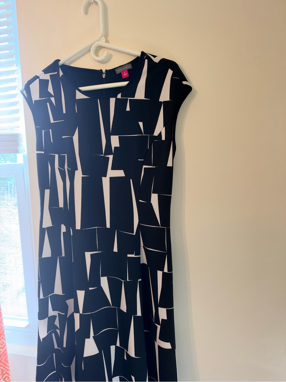 Vince Camuto Black & White Geometric Midi Dress